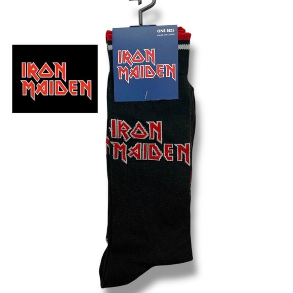 Iron Maiden Band Socks Novelty Fun Men’s Unisex Black Red Adult One Size 7-12 - Picture 16 of 16